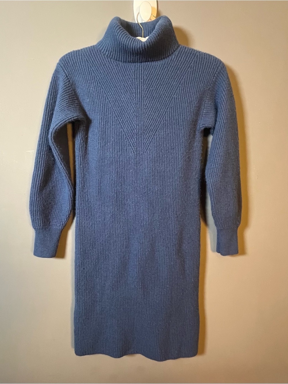 Ann Taylor Navy Blue Turtleneck Ribbed Sweater Dress